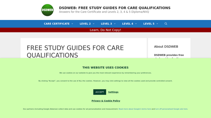 LEVEL 2 DIPLOMA IN CARE ANSWERS – DSDWEB: FREE STUDY GUIDES FOR