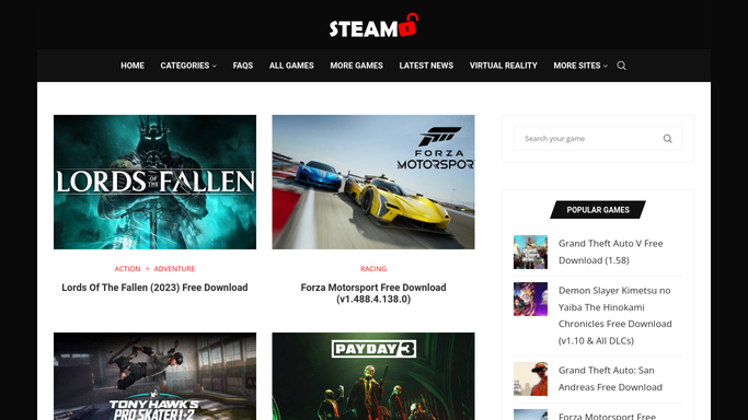 Steam Unlocked Games Download free steam games