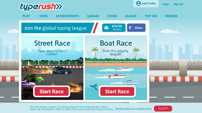typerush.com at WI. Type Rush Race - Worldwide League of Typing